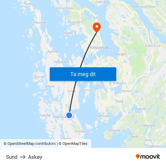 Sund to Askøy map