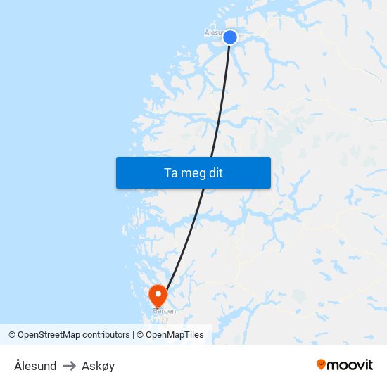 Ålesund to Askøy map