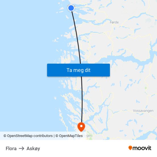 Flora to Askøy map
