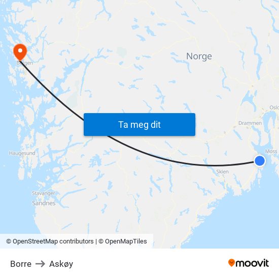 Borre to Askøy map