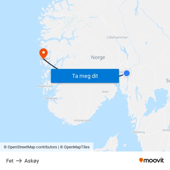 Fet to Askøy map