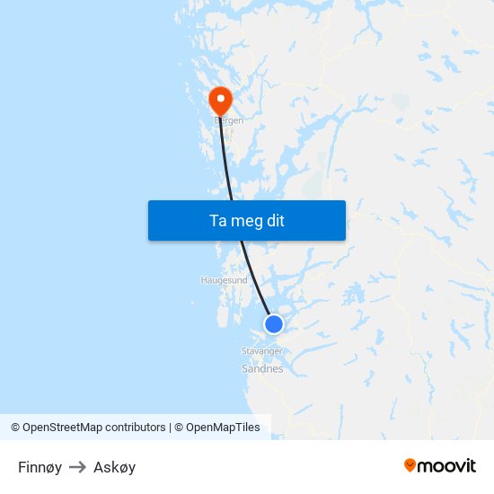 Finnøy to Askøy map