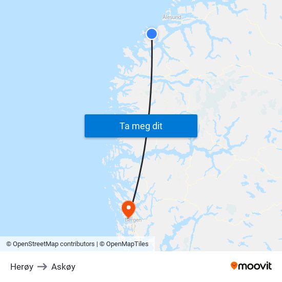 Herøy to Askøy map