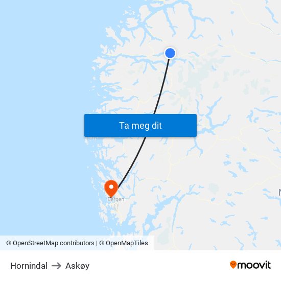 Hornindal to Askøy map