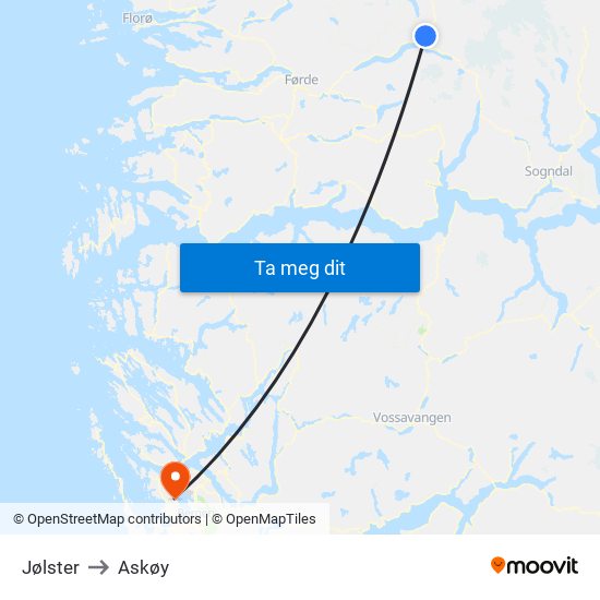 Jølster to Askøy map