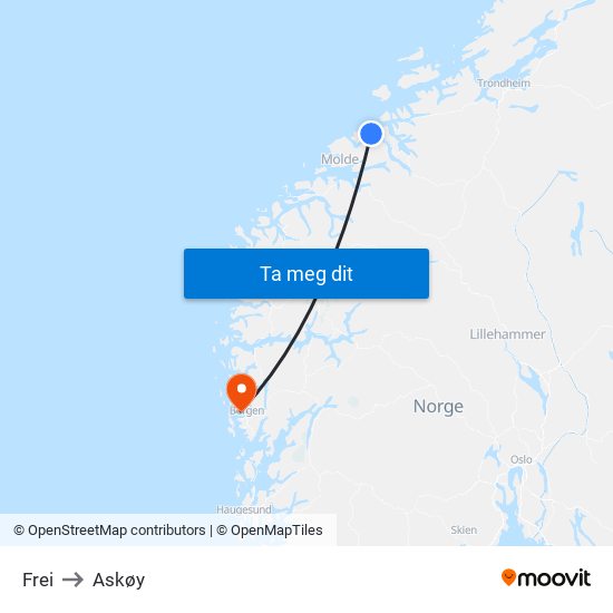 Frei to Askøy map