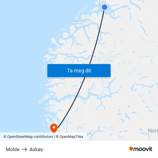 Molde to Askøy map