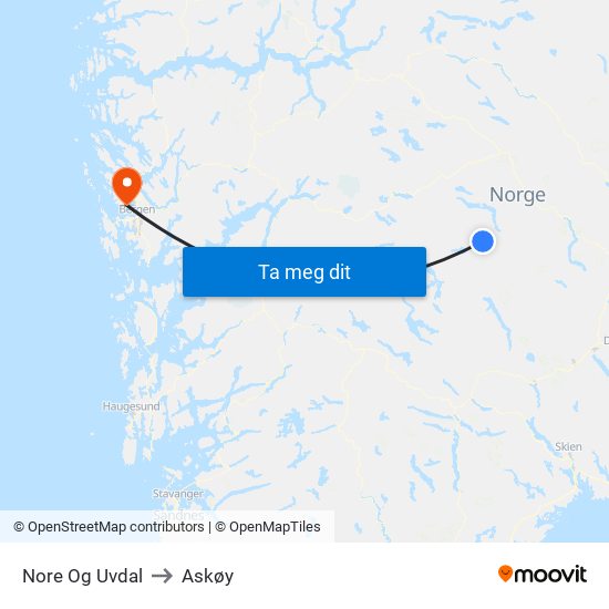 Nore Og Uvdal to Askøy map