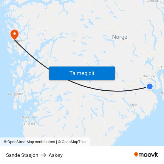 Sande Stasjon to Askøy map