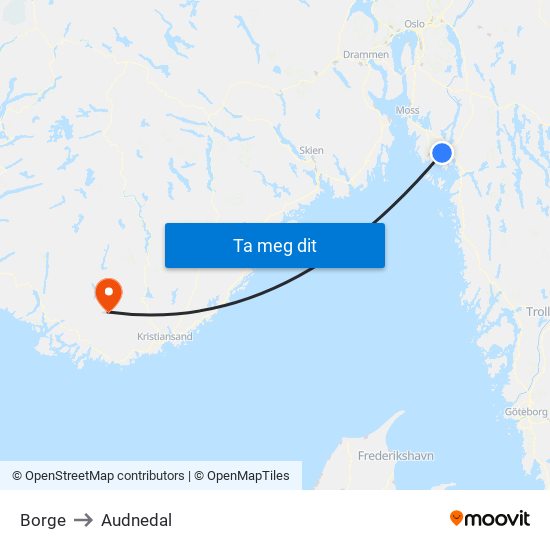 Borge to Audnedal map