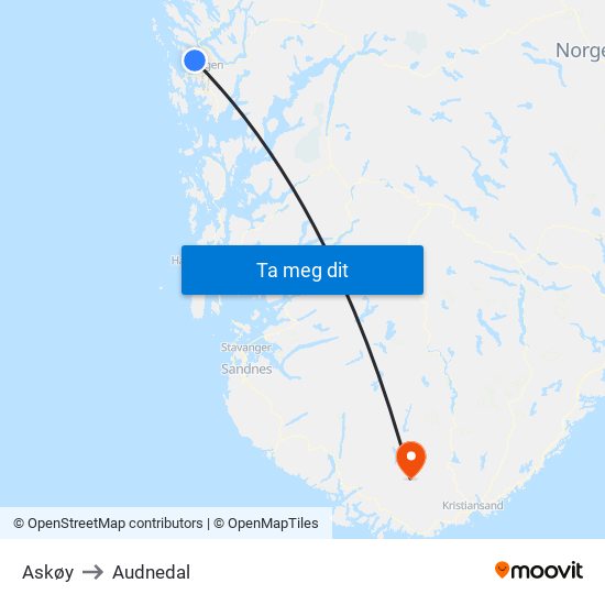Askøy to Audnedal map
