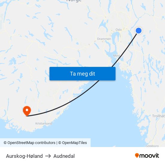 Aurskog-Høland to Audnedal map