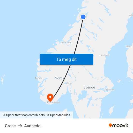 Grane to Audnedal map