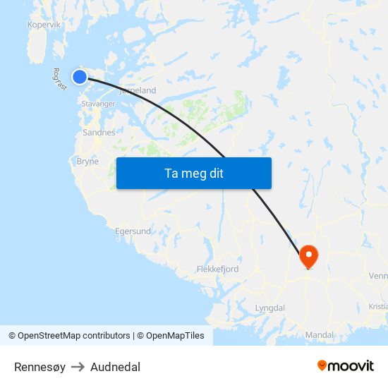 Rennesøy to Audnedal map