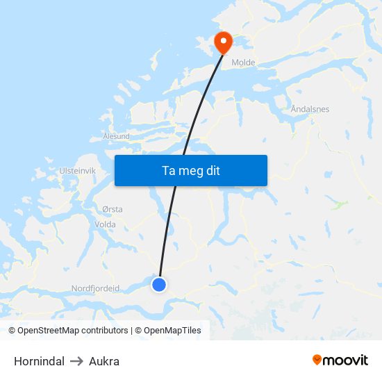 Hornindal to Aukra map
