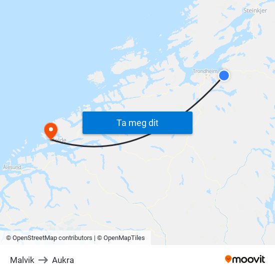 Malvik to Aukra map