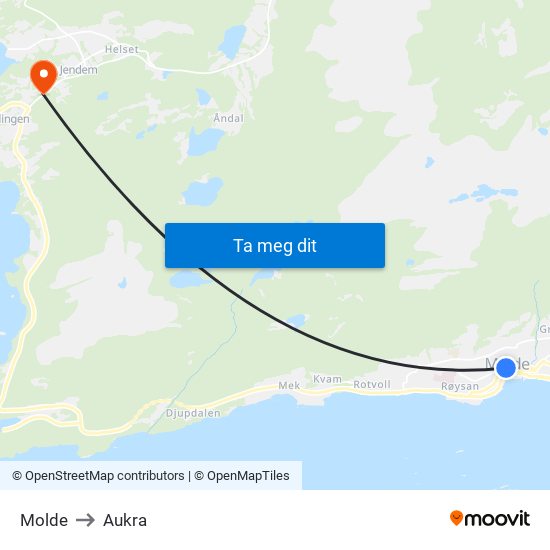 Molde to Aukra map