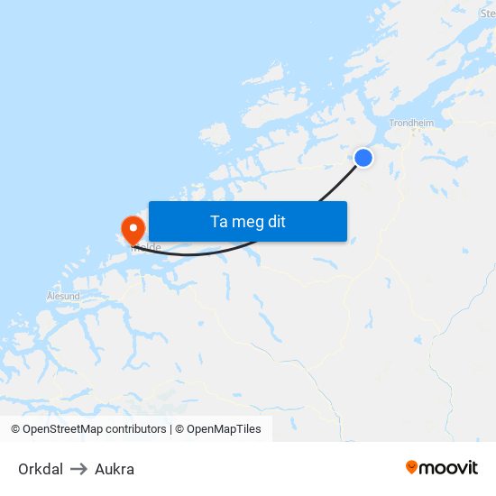 Orkdal to Aukra map