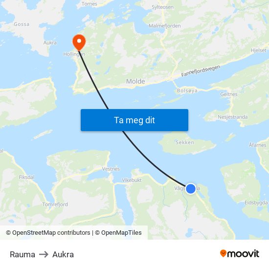 Rauma to Aukra map