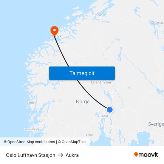 Oslo Lufthavn Stasjon to Aukra map