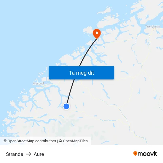 Stranda to Aure map