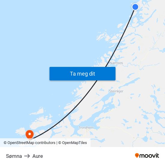 Sømna to Aure map