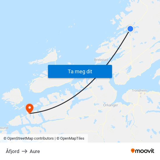 Åfjord to Aure map