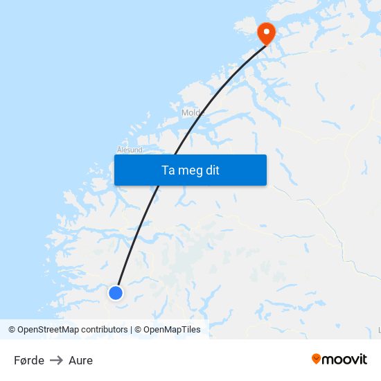 Førde to Aure map