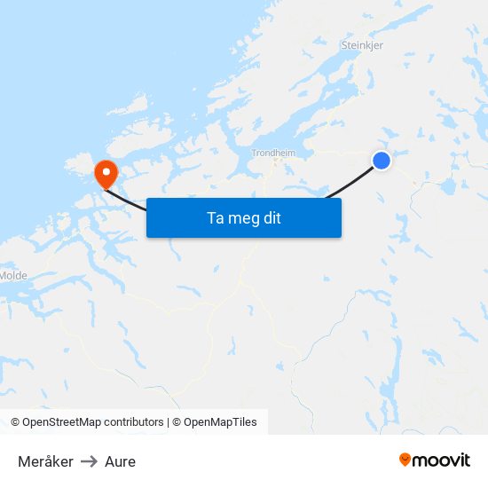 Meråker to Aure map