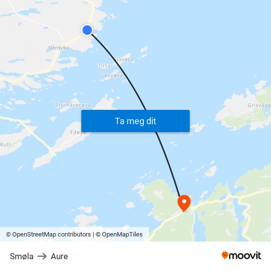 Smøla to Aure map