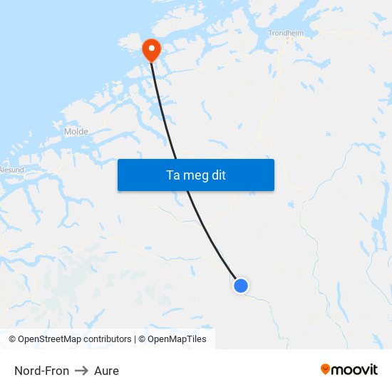 Nord-Fron to Aure map