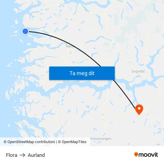 Flora to Aurland map