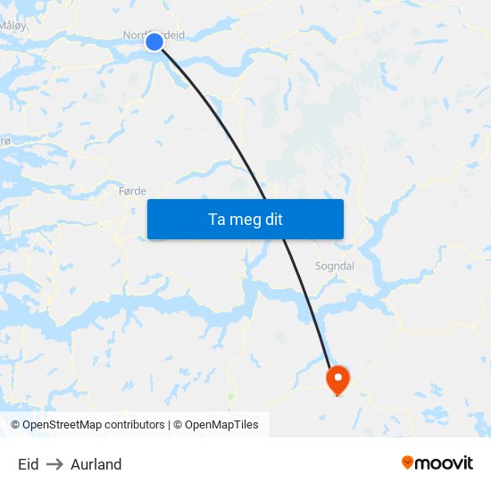 Eid to Aurland map