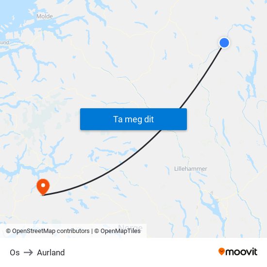 Os to Aurland map