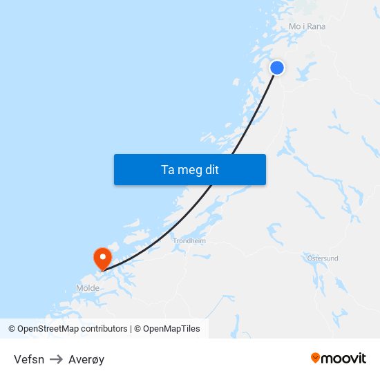 Vefsn to Averøy map