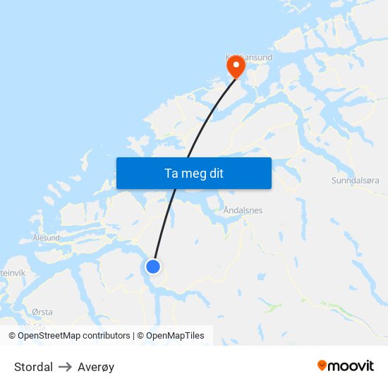 Stordal to Averøy map