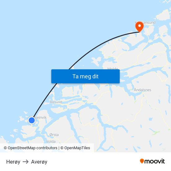 Herøy to Averøy map