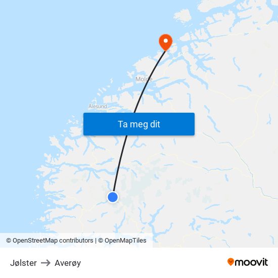Jølster to Averøy map