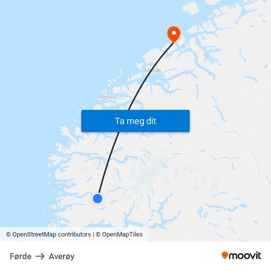Førde to Averøy map