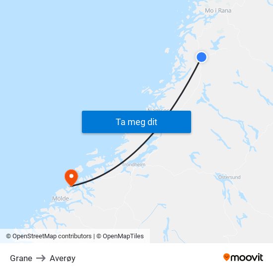 Grane to Averøy map