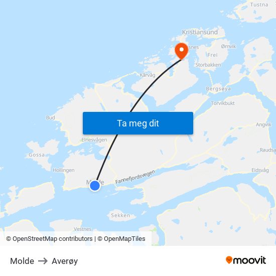 Molde to Averøy map