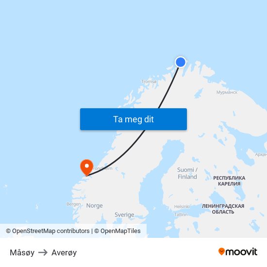 Måsøy to Averøy map
