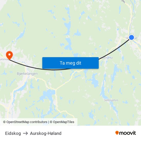 Eidskog to Aurskog-Høland map