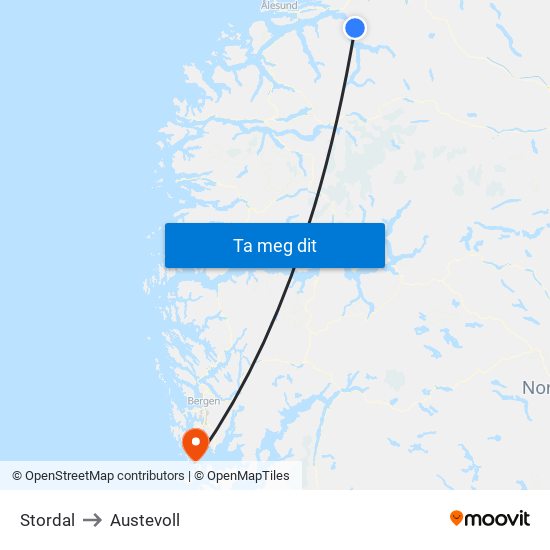 Stordal to Austevoll map