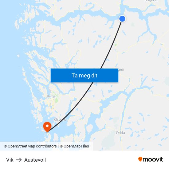 Vik to Austevoll map