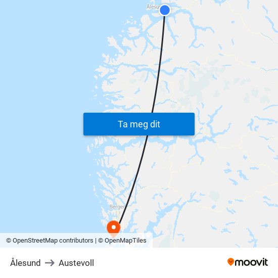 Ålesund to Austevoll map