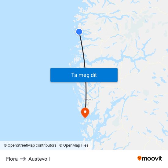 Flora to Austevoll map