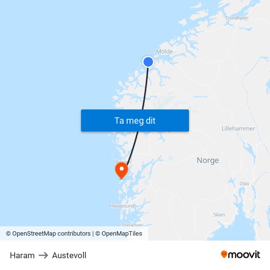 Haram to Austevoll map