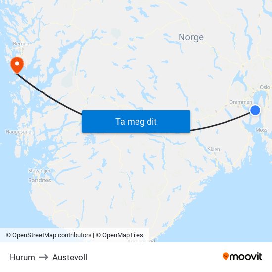 Hurum to Austevoll map