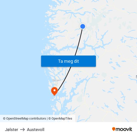 Jølster to Austevoll map
